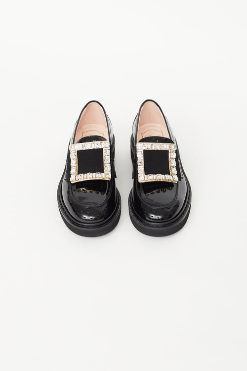 Roger Vivier Black Patent Embellished Viv
 Rangers Loafer