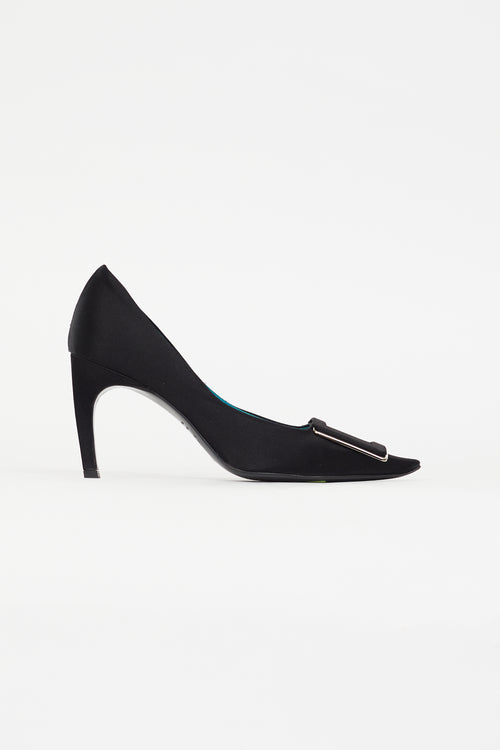 Black Satin Trompette Pump Roger Vivier