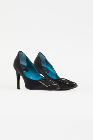 Black Satin Trompette Pump Roger Vivier