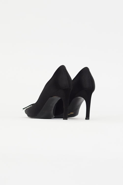 Black Satin Trompette Pump Roger Vivier