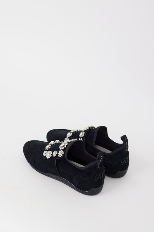 Black Suede Viv
 Run Strass Buckle Sneaker