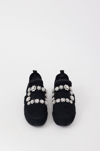 Black Suede Viv
 Run Strass Buckle Sneaker