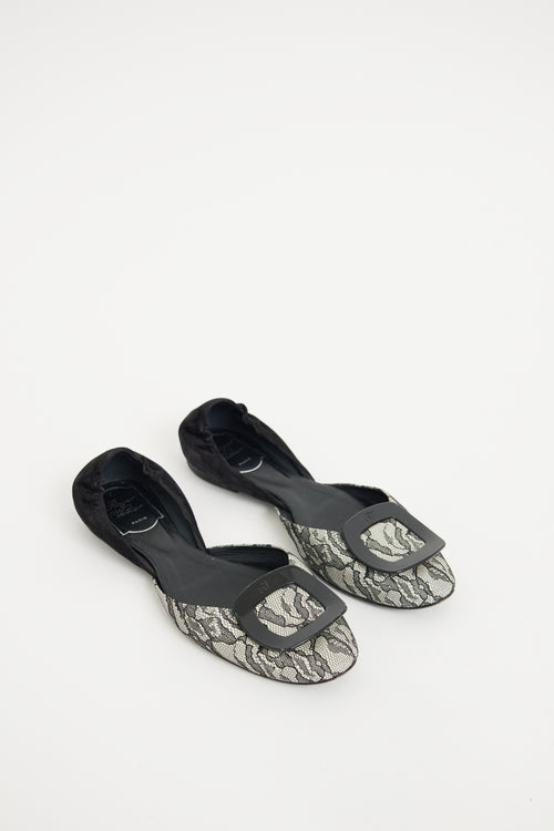 Roger Vivier Black Embellished Flat