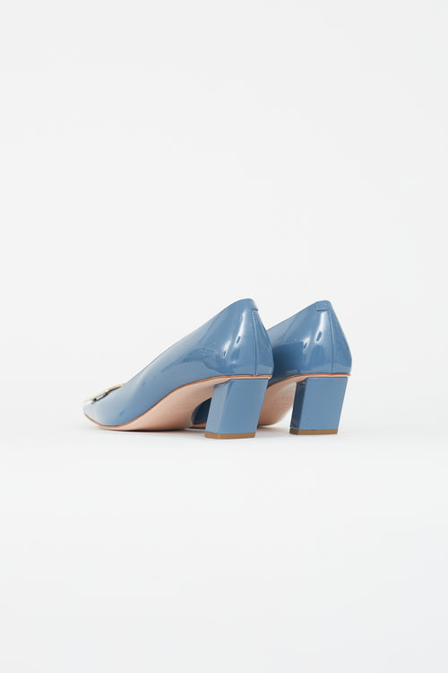 Roger Vivier Blue 
Gold Patent Belle Vivier Heel