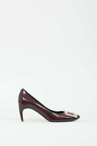 Roger Vivier Burgundy Patent Trompette Buckle Pump