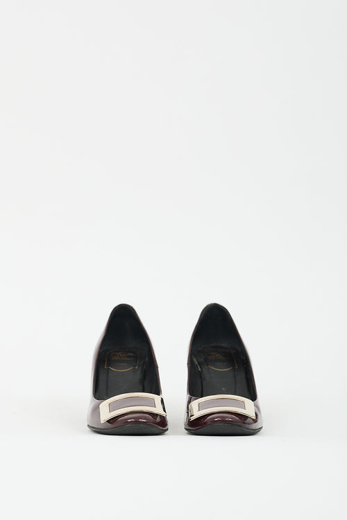 Roger Vivier Burgundy Patent Trompette Buckle Pump