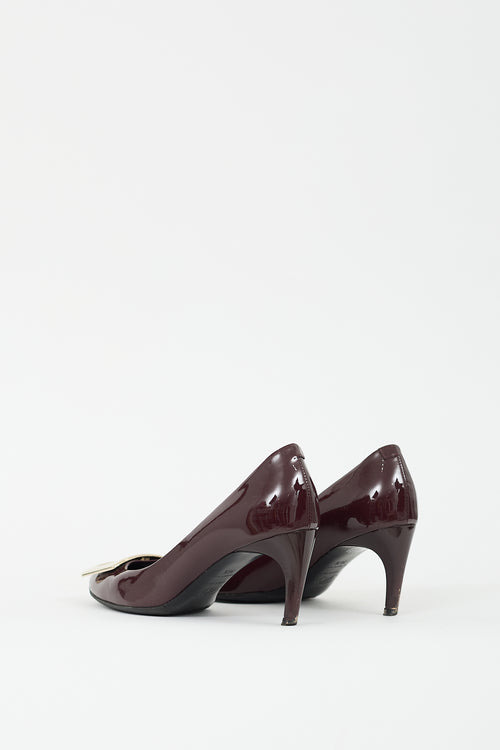 Roger Vivier Burgundy Patent Trompette Buckle Pump