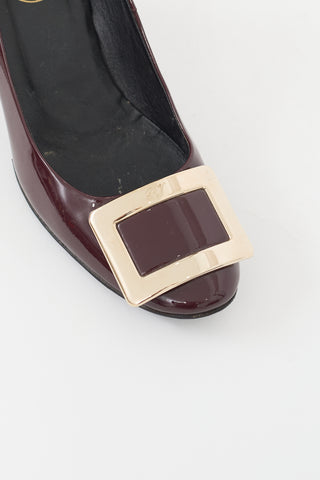 Roger Vivier Burgundy Patent Trompette Buckle Pump