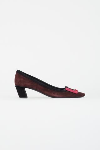 Roger Vivier Burgundy 
Multicolour Belle Vivier Suede Heel