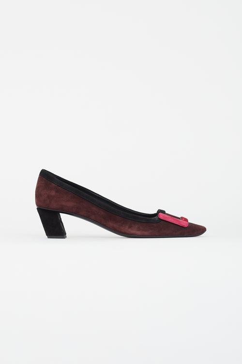 Roger Vivier Burgundy 
Multicolour Belle Vivier Suede Heel