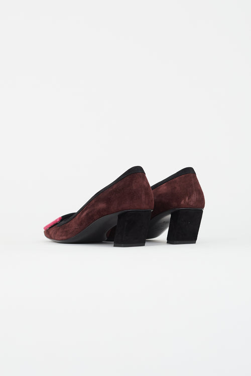 Roger Vivier Burgundy 
Multicolour Belle Vivier Suede Heel