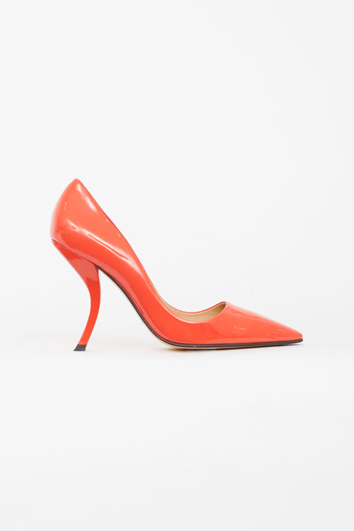 Roger Vivier Orange Patent Virgule Comma Pump