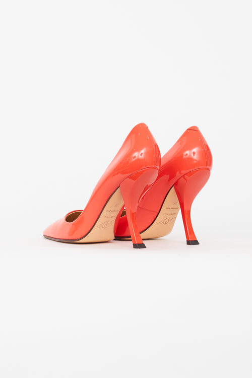 Roger Vivier Orange Patent Virgule Comma Pump