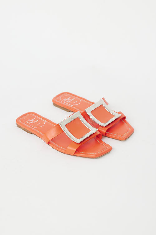 Roger Vivier Orange 
Silver Buckled Bikiviv
 Sandal