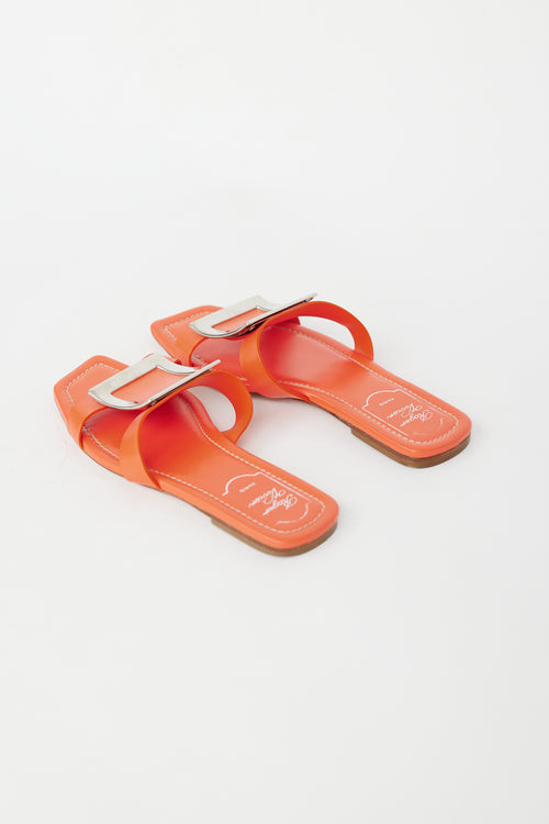 Roger Vivier Orange 
Silver Buckled Bikiviv
 Sandal