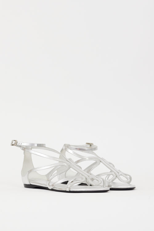 Roger Vivier Silver Leather Strappy Sandal