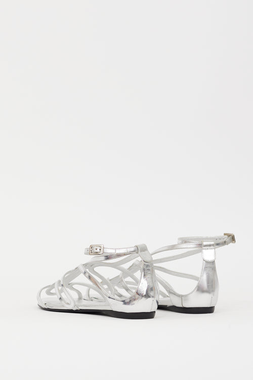 Roger Vivier Silver Leather Strappy Sandal