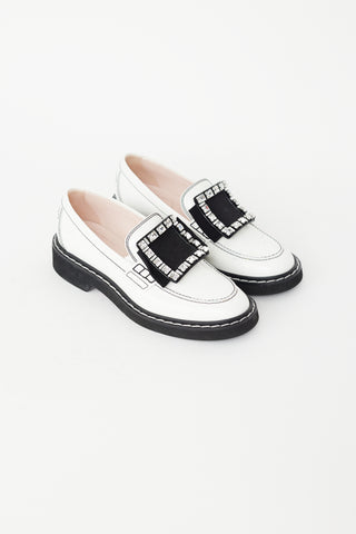 Roger Vivier White Patent Embellished Viv
 Ranger Loafer