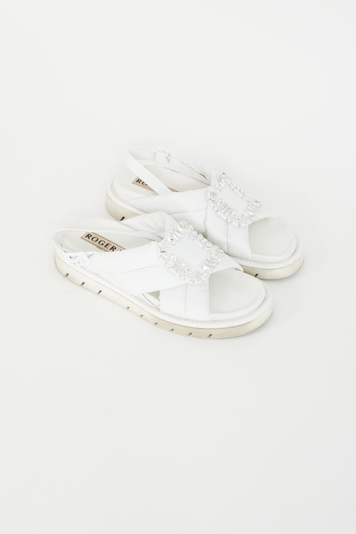 Roger Vivier White Viv
 Winter Strass Buckle Sandal