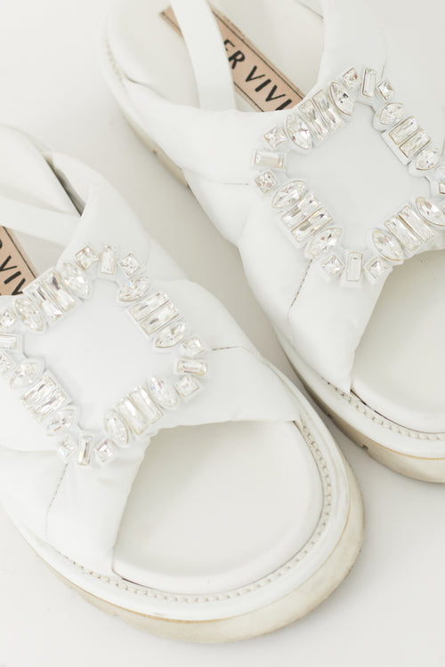 Roger Vivier White Viv
 Winter Strass Buckle Sandal