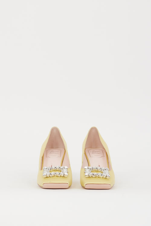 Roger Vivier FW 2022 Yellow Satin Jewel Buckle Pump