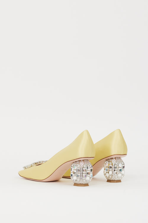 Roger Vivier FW 2022 Yellow Satin Jewel Buckle Pump