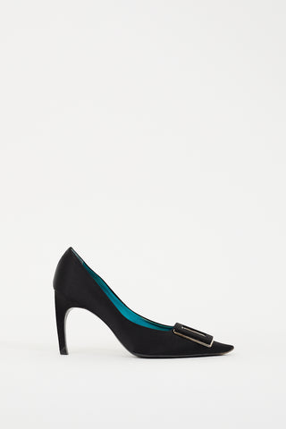 Roger Vivier Black Satin Belle Vivier Pump