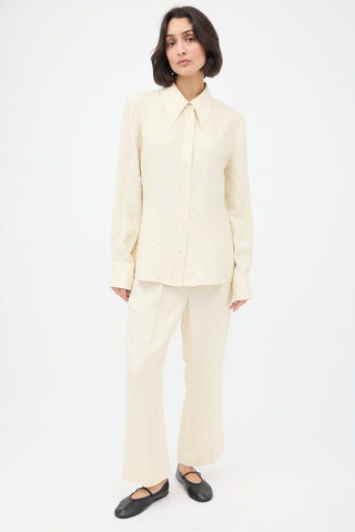 Róhe Cream Woven Shirt 
Trousers Co-ord Set