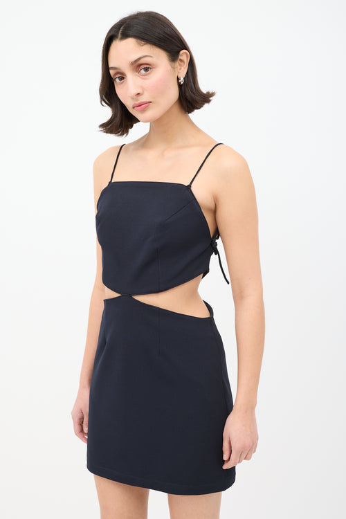 Rokh Navy Cutout Mini Dress