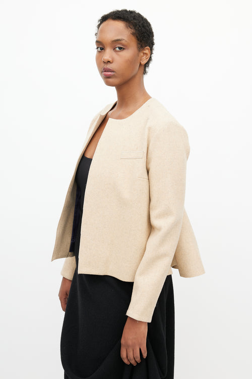 Roksanda Beige Wool Peplum Open Jacket