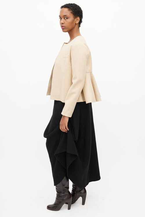 Roksanda Beige Wool Peplum Open Jacket