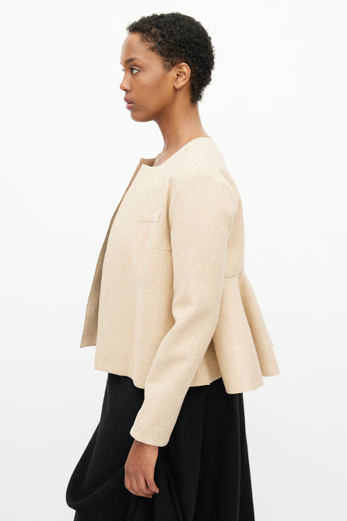 Roksanda Beige Wool Peplum Open Jacket