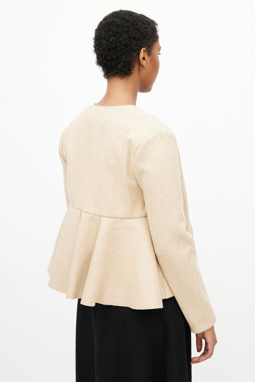 Roksanda Beige Wool Peplum Open Jacket