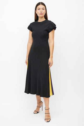 Roksanda Black 
Multicolour Ruffled Silk Dress