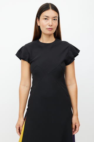 Roksanda Black 
Multicolour Ruffled Silk Dress