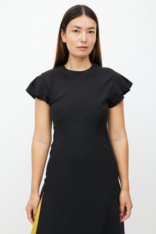 Roksanda Black 
Multicolour Ruffled Silk Dress