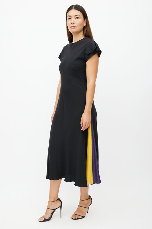 Roksanda Black 
Multicolour Ruffled Silk Dress