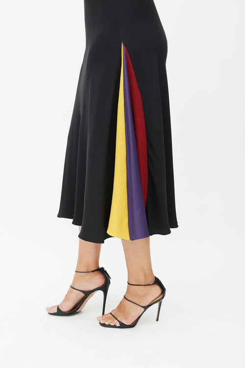 Roksanda Black 
Multicolour Ruffled Silk Dress