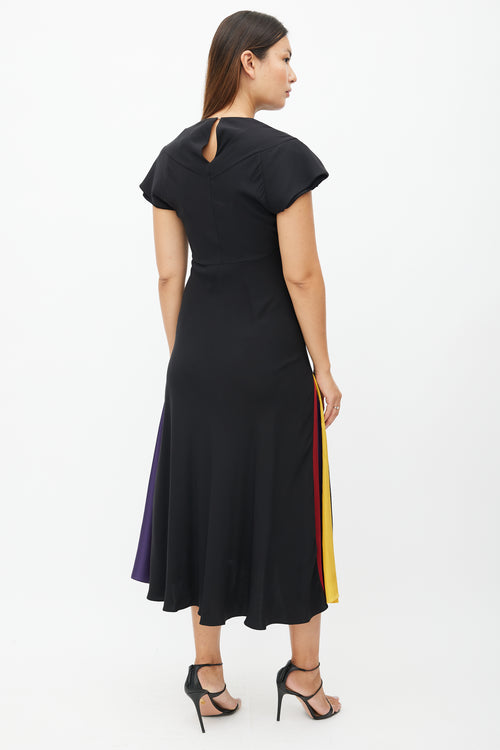 Roksanda Black 
Multicolour Ruffled Silk Dress