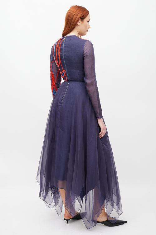 Roksanda Blue 
Multicolour Silk Embroidered Dress