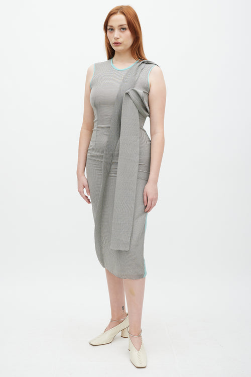 Roksanda Grey 
Teal Silk Striped Shift Dress