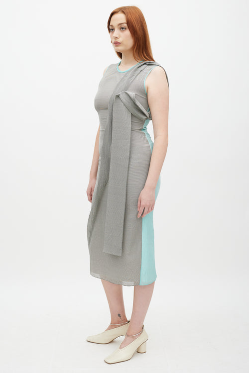 Roksanda Grey 
Teal Silk Striped Shift Dress