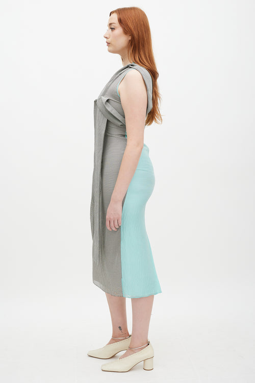 Roksanda Grey 
Teal Silk Striped Shift Dress