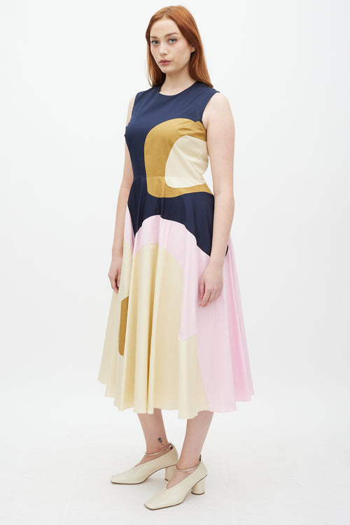 Roksanda Yellow 
Multicolour Curvy Panelled Dress