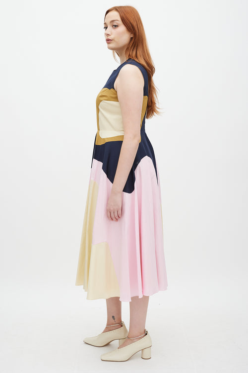 Roksanda Yellow 
Multicolour Curvy Panelled Dress