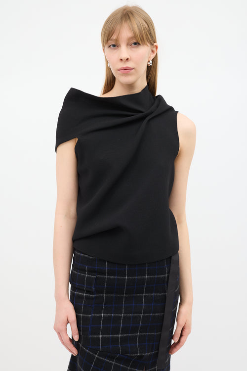 Roland Mouret Black Crepe Eugene Open Back Top