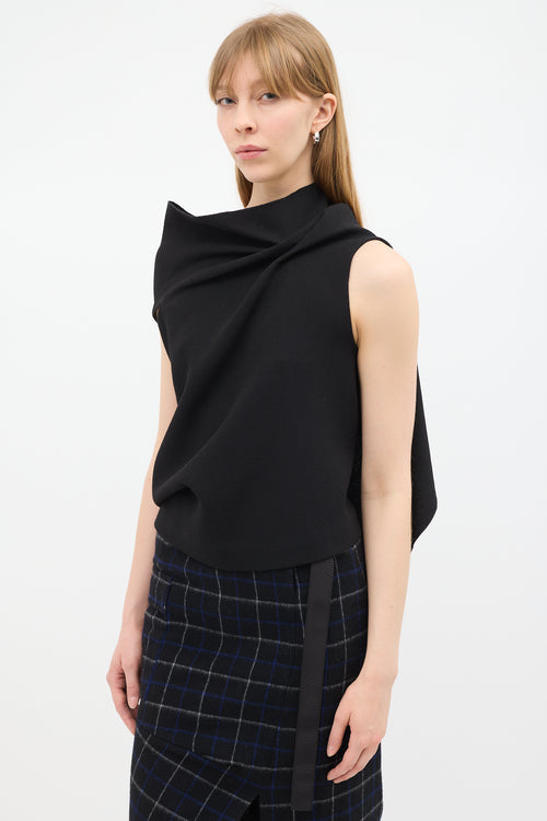 Roland Mouret Black Crepe Eugene Open Back Top