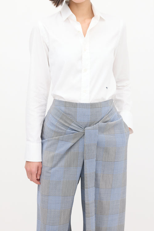 Roland Mouret Blue 
Multi Wool 
Mohair Check Sarong Trouser