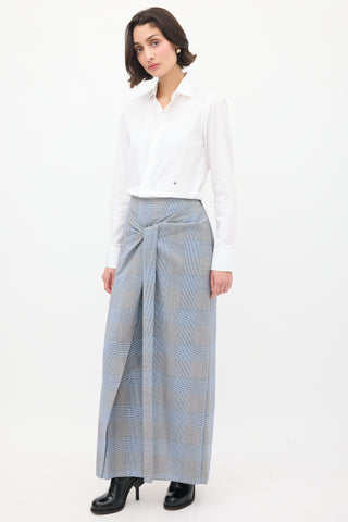 Roland Mouret Blue 
Multi Wool 
Mohair Check Sarong Trouser