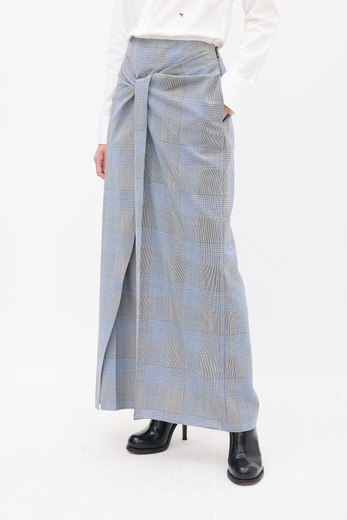 Roland Mouret Blue 
Multi Wool 
Mohair Check Sarong Trouser